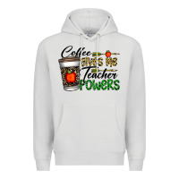 Dove Grey coffee gives me teacher powers Premium Hoodie - CowhideDigitalArt