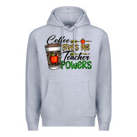 Heather Grey coffee gives me teacher powers Premium Hoodie - CowhideDigitalArt
