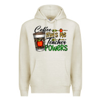 Oatmeal Heather coffee gives me teacher powers Premium Hoodie - CowhideDigitalArt