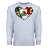 Heather Grey Sunflower Mexican Flag Heart Premium Sweatshirt - RanaPortraitStore