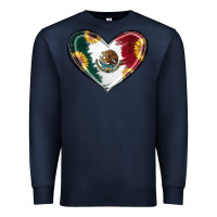 Navy Sunflower Mexican Flag Heart Premium Sweatshirt - RanaPortraitStore
