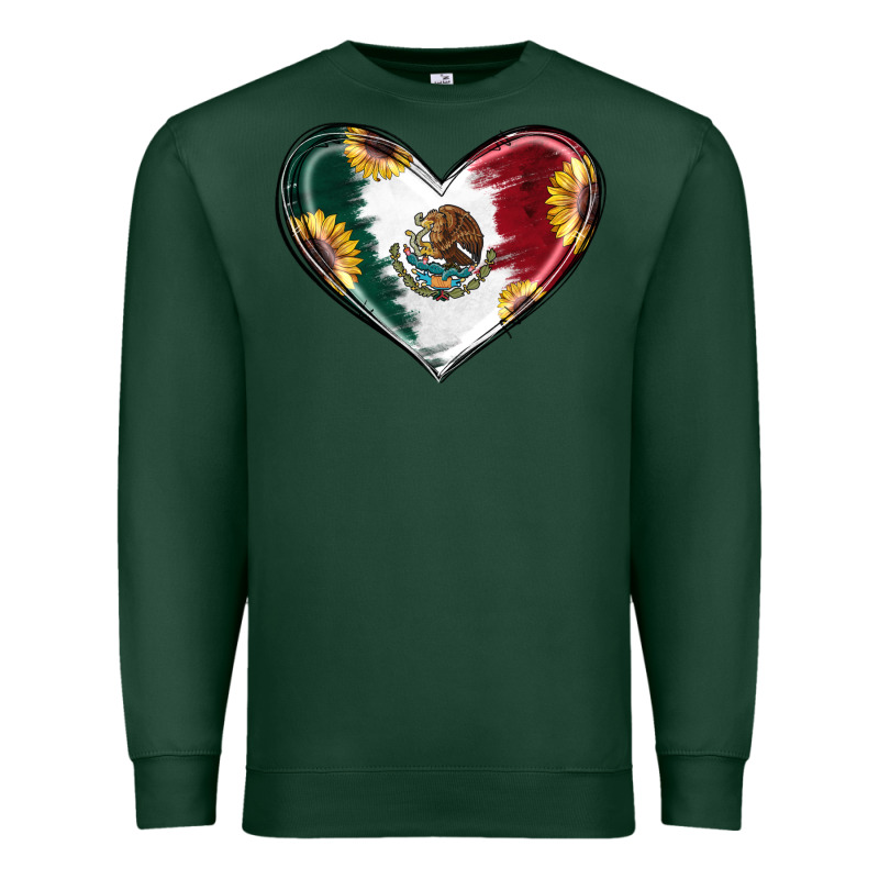 Sunflower Mexican Flag Heart Premium Sweatshirt by RanaPortraitStore | Teevron