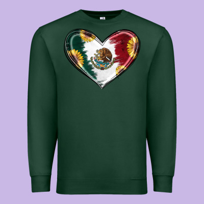 Premium Sweatshirt Sunflower Mexican Flag Heart