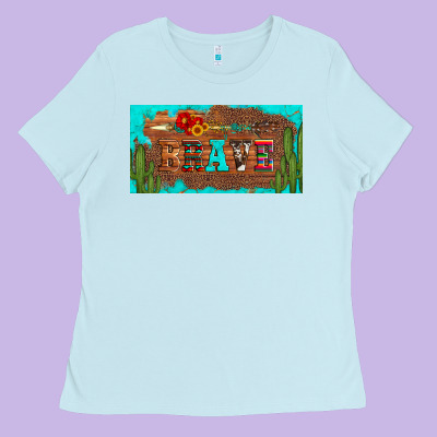 Brave Turquoise Leopard Cactus And Floral Arrow Licanse Plate Ladies Tee Designed By Artiststas