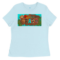 Baby Blue brave turquoise leopard cactus and floral arrow licanse plate Ladies Tee - Artiststas
