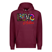Burgundy love autism Premium Hoodie - CowhideDigitalArt