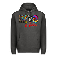 Charcoal Heather love autism Premium Hoodie - CowhideDigitalArt