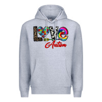 Heather Grey love autism Premium Hoodie - CowhideDigitalArt
