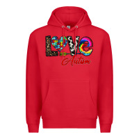 Red love autism Premium Hoodie - CowhideDigitalArt
