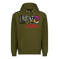 Army Green love autism Premium Hoodie - CowhideDigitalArt