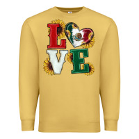 Antique Gold Mexican Flag With Sunflowers Love Premium Sweatshirt - RanaPortraitStore