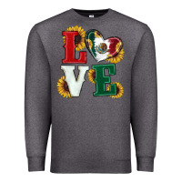 Charcoal Heather Mexican Flag With Sunflowers Love Premium Sweatshirt - RanaPortraitStore
