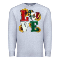 Heather Grey Mexican Flag With Sunflowers Love Premium Sweatshirt - RanaPortraitStore