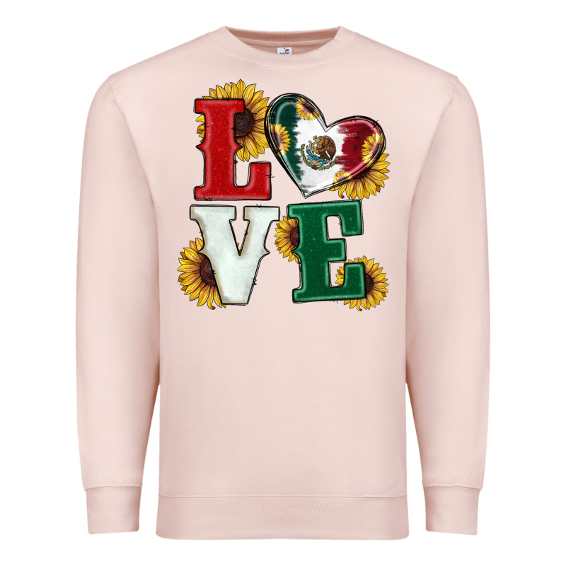 Mexican Flag With Sunflowers Love Premium Sweatshirt by RanaPortraitStore | Teevron