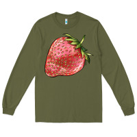 Army Green strawberry Long Sleeve Tee - BarkalooDesign