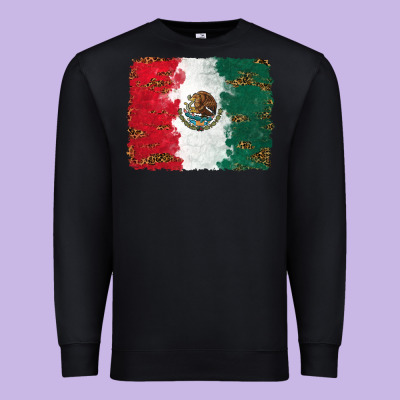 Premium Sweatshirt Mexican Flag With Leopard