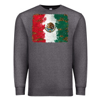 Charcoal Heather Mexican Flag With Leopard Premium Sweatshirt - RanaPortraitStore