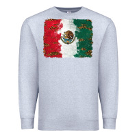 Heather Grey Mexican Flag With Leopard Premium Sweatshirt - RanaPortraitStore