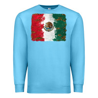 Ocean Blue Mexican Flag With Leopard Premium Sweatshirt - RanaPortraitStore