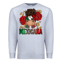 Heather Grey Mexicana Latina messy bun Premium Sweatshirt - RanaPortraitStore