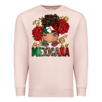 Pale Pink Mexicana Latina messy bun Premium Sweatshirt - RanaPortraitStore