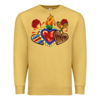 Antique Gold Sacred heart with leopard and serape heart Premium Sweatshirt - RanaPortraitStore