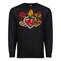 Black Sacred heart with leopard and serape heart Premium Sweatshirt - RanaPortraitStore