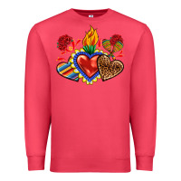 Cardinal Sacred heart with leopard and serape heart Premium Sweatshirt - RanaPortraitStore