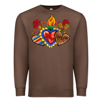 Chestnut Sacred heart with leopard and serape heart Premium Sweatshirt - RanaPortraitStore