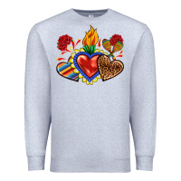 Heather Grey Sacred heart with leopard and serape heart Premium Sweatshirt - RanaPortraitStore