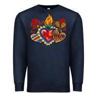 Navy Sacred heart with leopard and serape heart Premium Sweatshirt - RanaPortraitStore