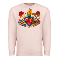 Pale Pink Sacred heart with leopard and serape heart Premium Sweatshirt - RanaPortraitStore