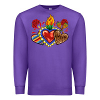 Purple Sacred heart with leopard and serape heart Premium Sweatshirt - RanaPortraitStore