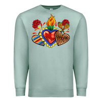 Seafoam Sacred heart with leopard and serape heart Premium Sweatshirt - RanaPortraitStore