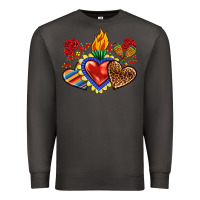 Smoke Sacred heart with leopard and serape heart Premium Sweatshirt - RanaPortraitStore