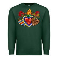 Sports Green Sacred heart with leopard and serape heart Premium Sweatshirt - RanaPortraitStore