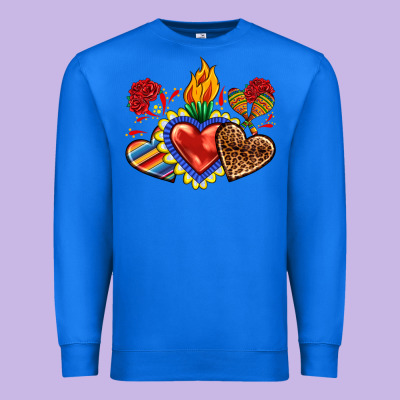 Premium Sweatshirt Sacred heart with leopard and serape heart