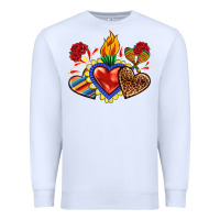 White Sacred heart with leopard and serape heart Premium Sweatshirt - RanaPortraitStore