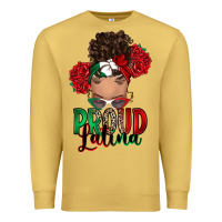 Antique Gold Proud Latina messy bun Premium Sweatshirt - RanaPortraitStore