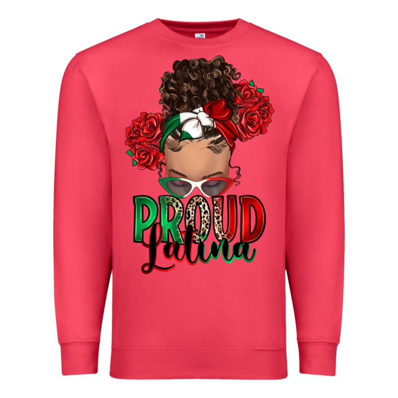 Proud Latina Messy Bun Premium Sweatshirt by RanaPortraitStore | Teevron