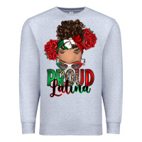 Heather Grey Proud Latina messy bun Premium Sweatshirt - RanaPortraitStore