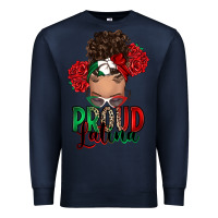 Navy Proud Latina messy bun Premium Sweatshirt - RanaPortraitStore