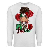 Oatmeal Heather Proud Latina messy bun Premium Sweatshirt - RanaPortraitStore