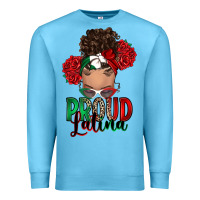 Ocean Blue Proud Latina messy bun Premium Sweatshirt - RanaPortraitStore