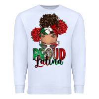 White Proud Latina messy bun Premium Sweatshirt - RanaPortraitStore