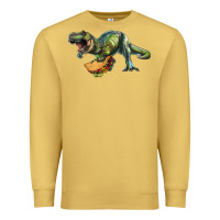 Antique Gold T-Rex dinosaur holding a taco Premium Sweatshirt - RanaPortraitStore