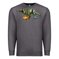 Charcoal Heather T-Rex dinosaur holding a taco Premium Sweatshirt - RanaPortraitStore