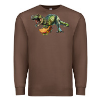 Chestnut T-Rex dinosaur holding a taco Premium Sweatshirt - RanaPortraitStore