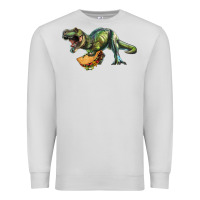 Dove Grey T-Rex dinosaur holding a taco Premium Sweatshirt - RanaPortraitStore