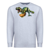 Heather Grey T-Rex dinosaur holding a taco Premium Sweatshirt - RanaPortraitStore